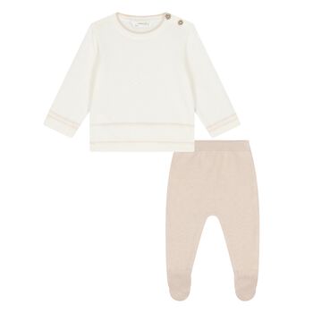 Ivory & Beige Knitted Trousers Set