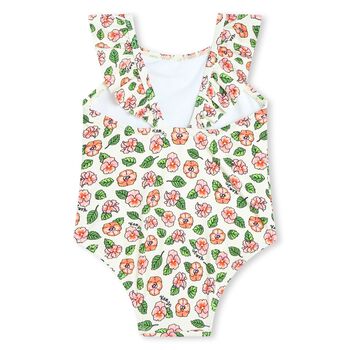 Younger Girls Ivory Floral Swimsuit