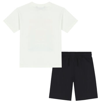 Boys Ivory & Black Shorts Set