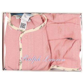 Baby Girls Pink Floral Pointelle Babygrow Gift Set