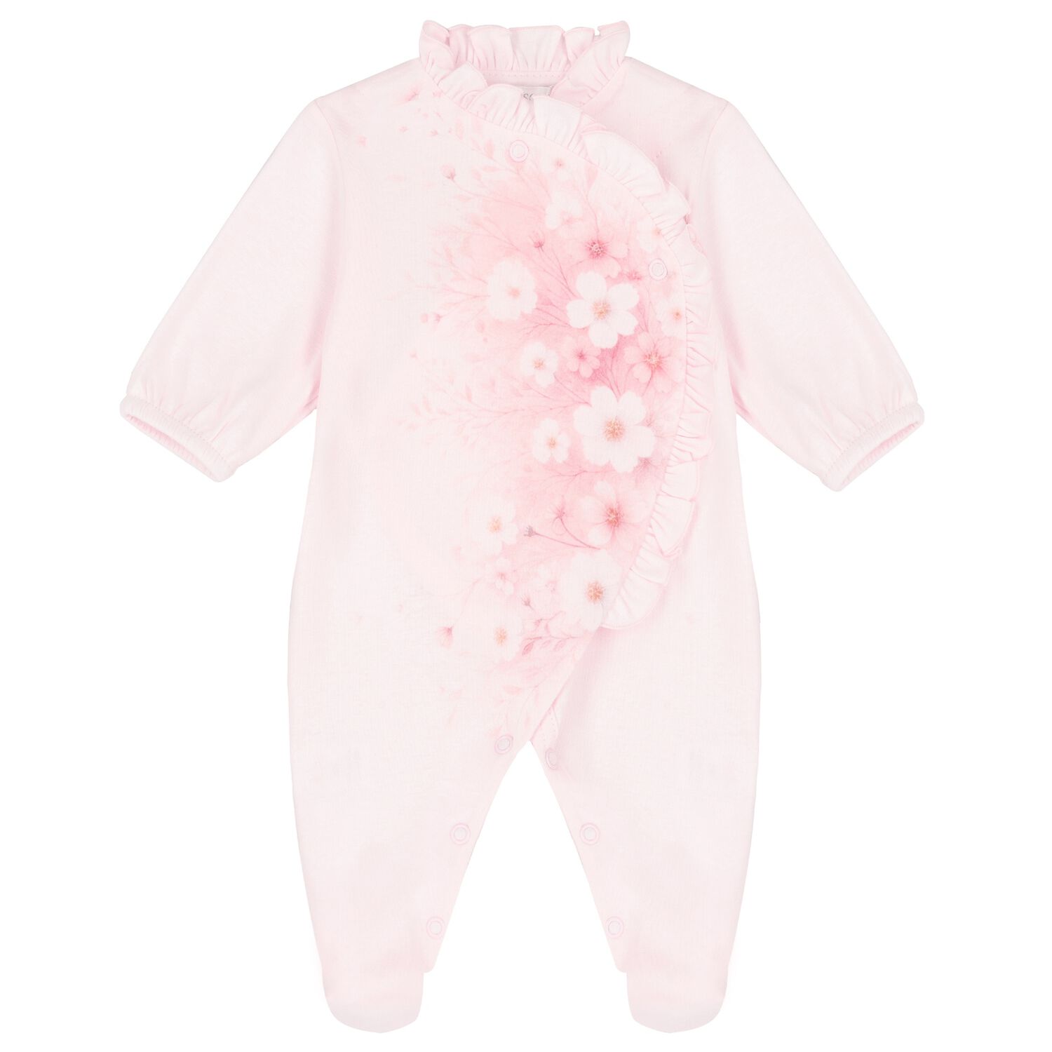 Baby Girls Pink Floral Babygrow, 1, hi-res