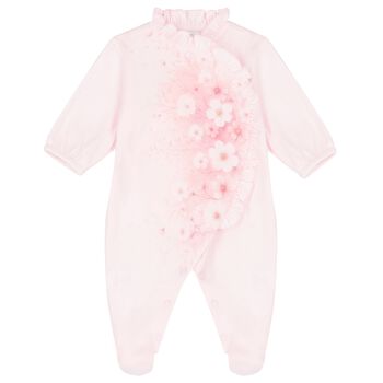 Baby Girls Pink Floral Babygrow