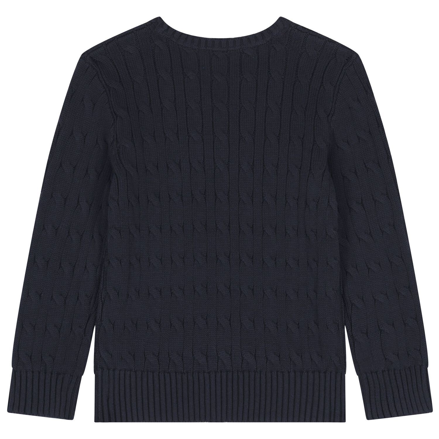 Navy Blue Logo Cable Knit Jumper, 1, hi-res image number null
