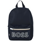 Boys Navy Blue Logo Back Pack, 1, hi-res