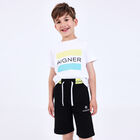 Boys Black Cotton Logo Shorts, 1, hi-res