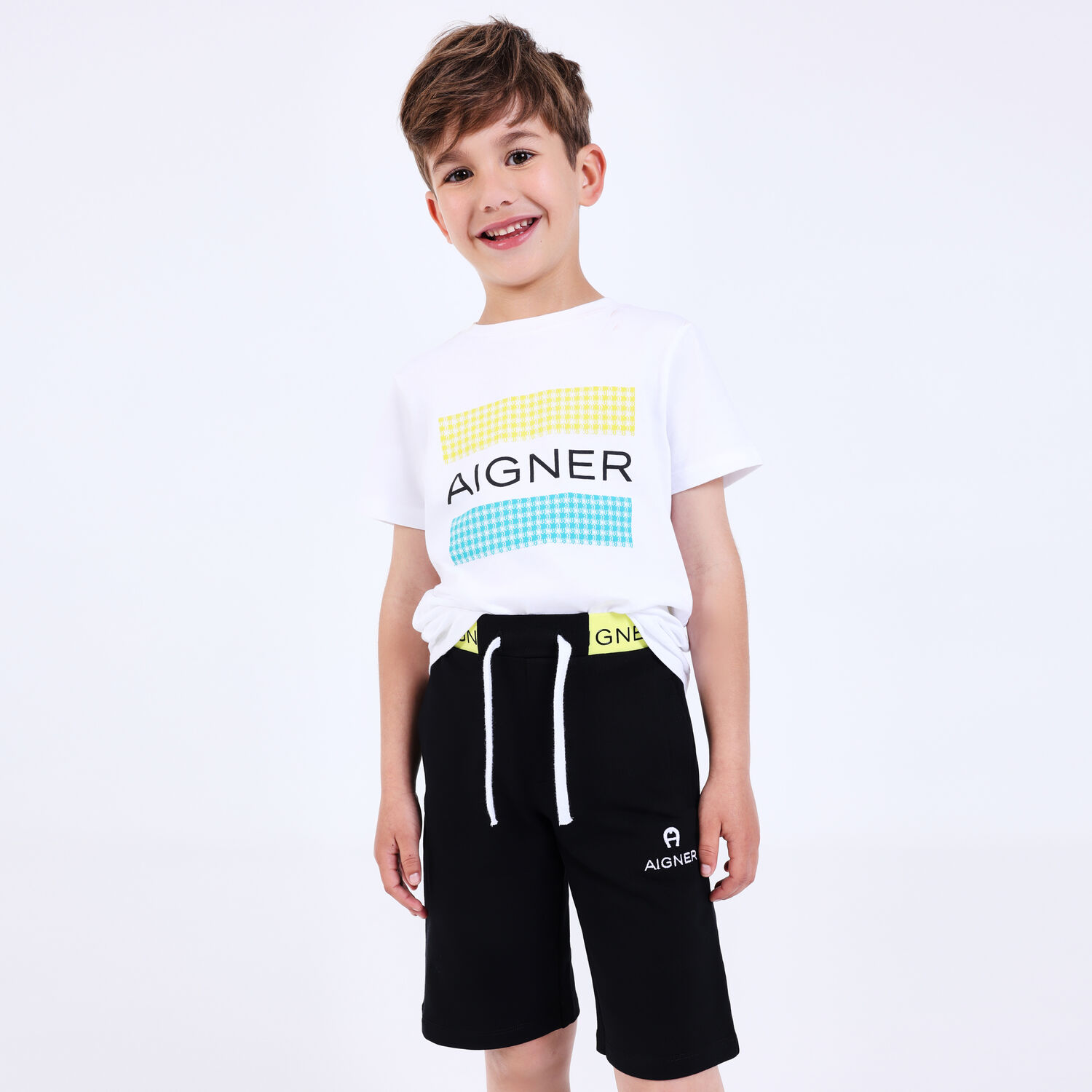Boys Black Cotton Logo Shorts, 1, hi-res
