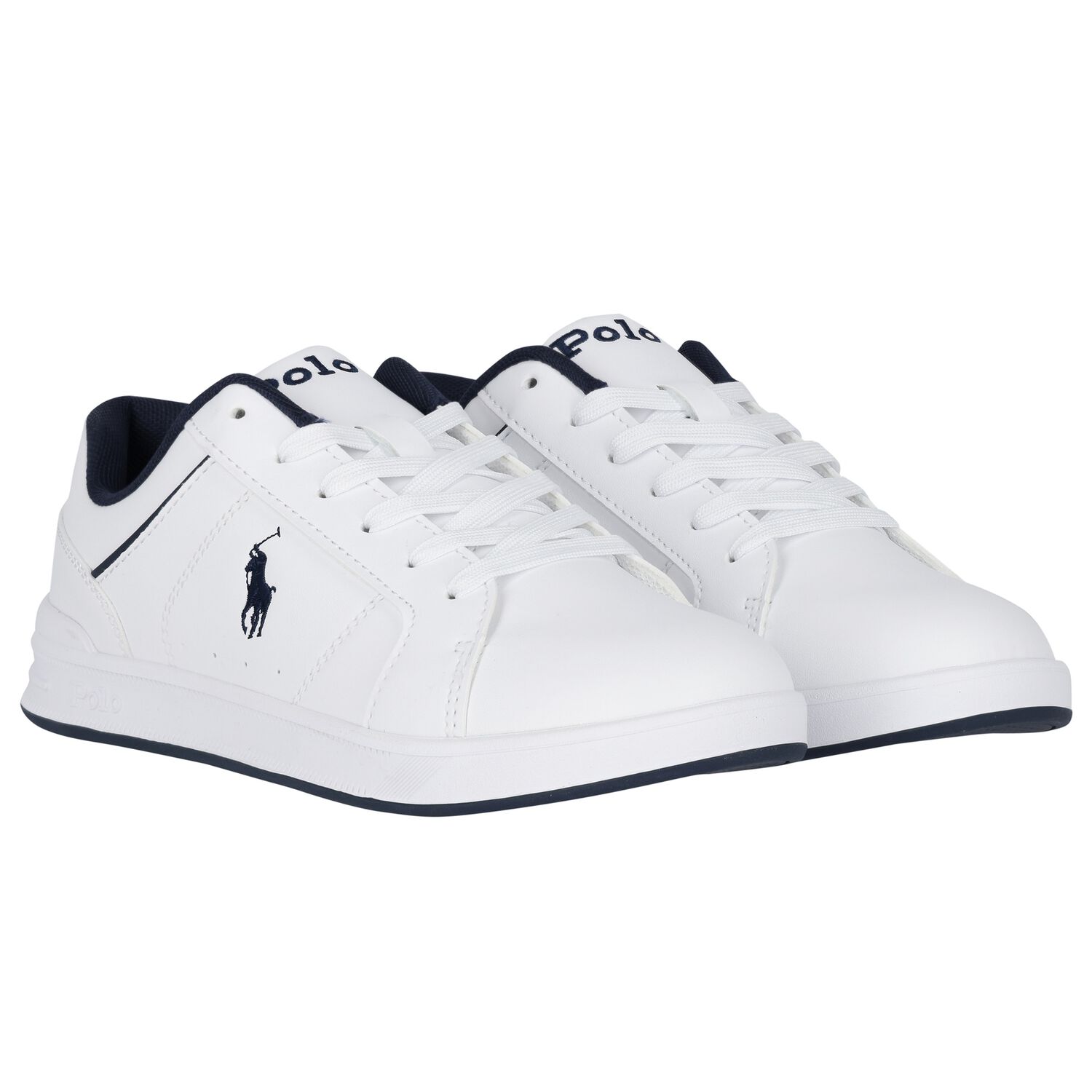 Boys White Logo Trainers, 1, hi-res