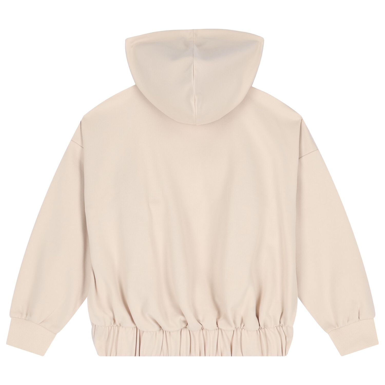 Girls Beige Logo Hooded Zip-Up Top, 2, hi-res image number null