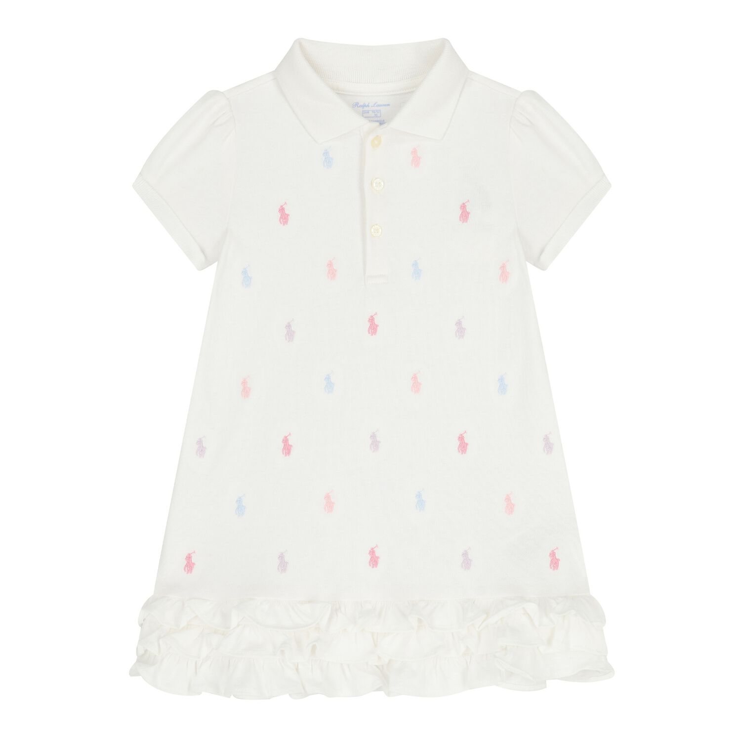 Baby Girls White Polo Dress, 1, hi-res