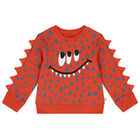 Younger Boys Orange Monster Sweatshirt, 1, hi-res