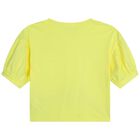 تيشيرت بالشعار باللون الأصفر والزهري للبنات, 1, hi-res