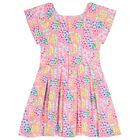 فستان للبنات بشعار العلامة باللون الوردي, 1, hi-res