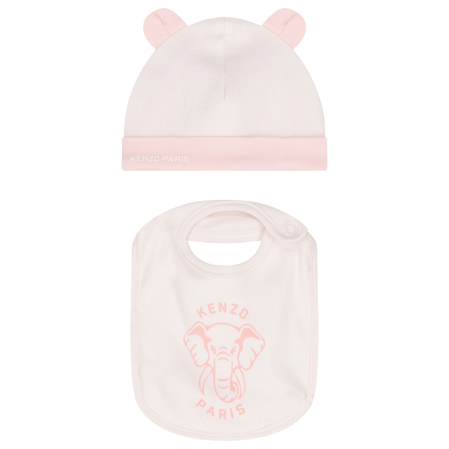 Baby Girls Elephant Logo Hat & Bib Set, 1, hi-res