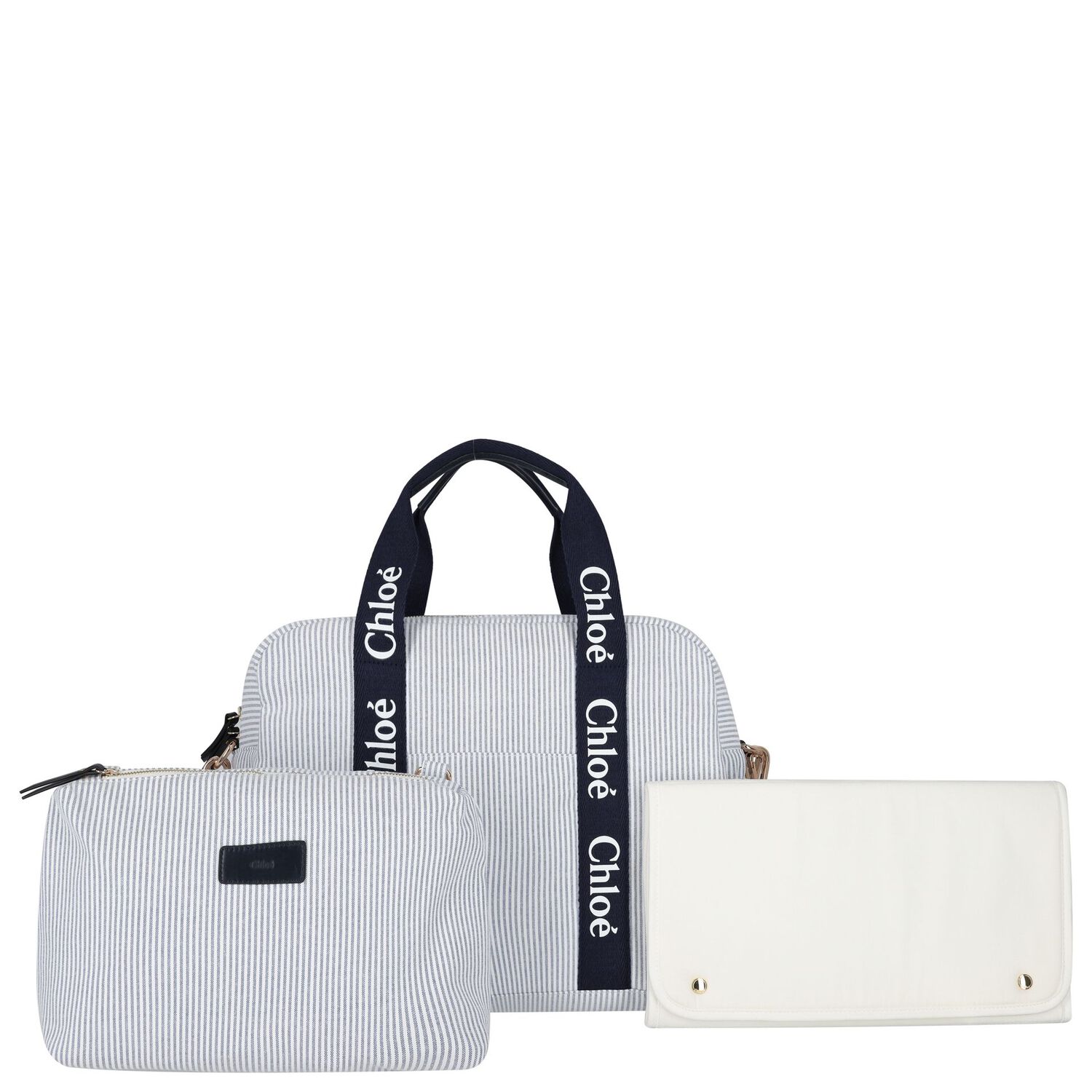 شنطة مواليد مخططة بالشعار باللون الأزرق للبنات, 1, hi-res