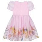 Girls Pink Floral Organza Dress, 1, hi-res