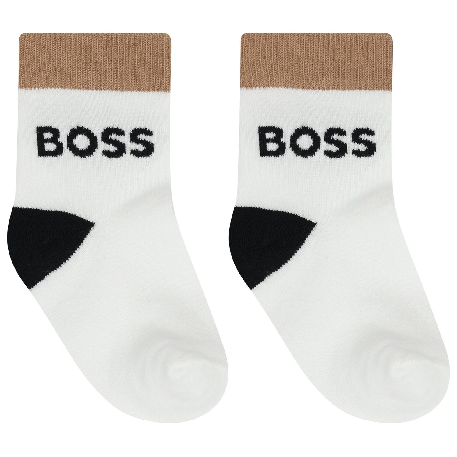 Baby Boys White, Black & Beige Logo Socks ( 3-Pack ) , 1, hi-res