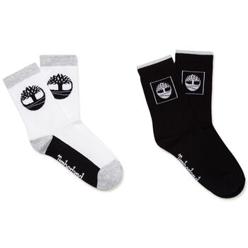 Boys White & Black Logo Socks