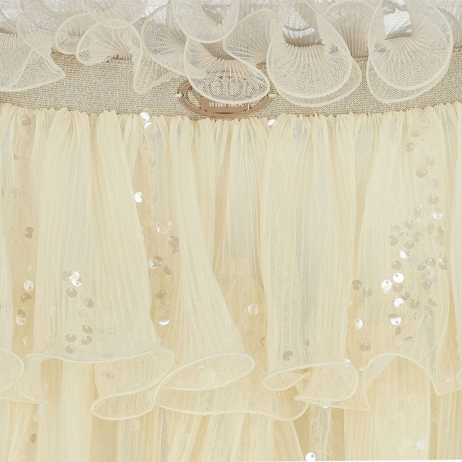 Girls Ivory Sequin Ruffled Skirt, 1, hi-res