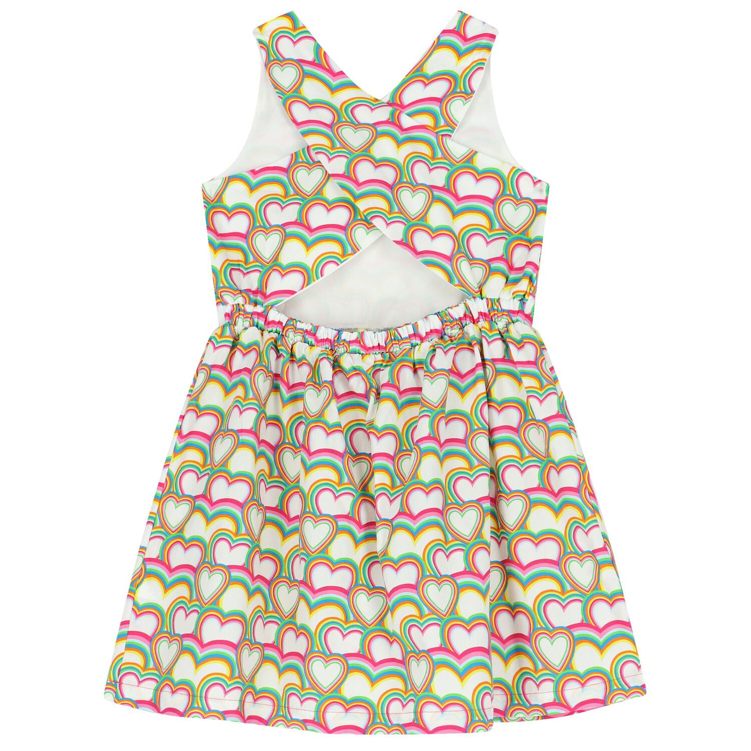 Girls Multi-Coloured Hearts Dress, 1, hi-res