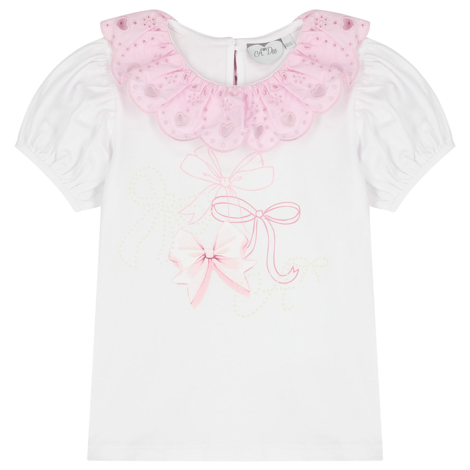 طقم تنورة بتطريز انجليزي باللونين الوردي و الابيض للبنات , 1, hi-res