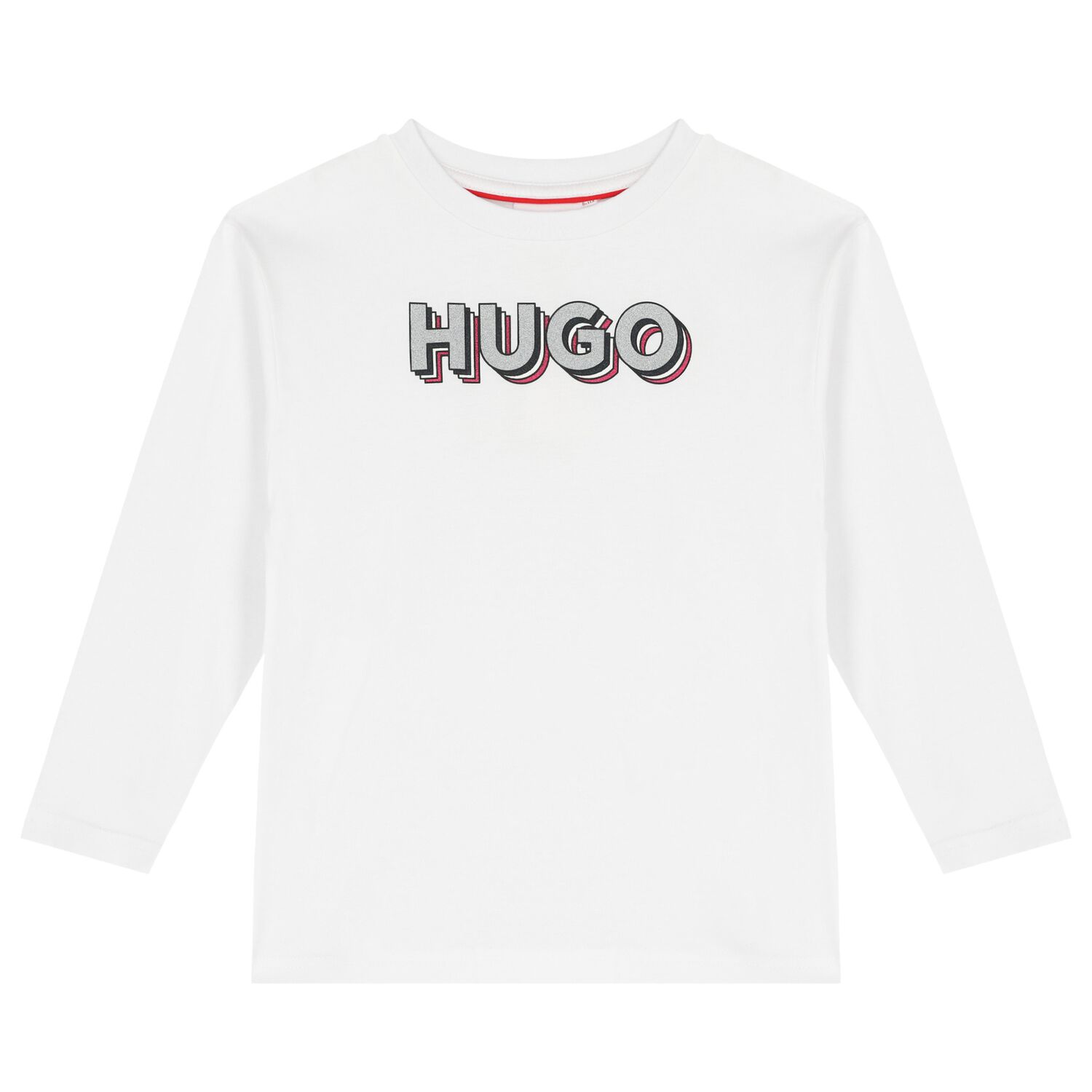 Girls White Logo Long Sleeve Top, 1, hi-res