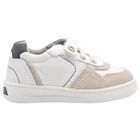 Younger Boys White & Beige Trainers, 1, hi-res