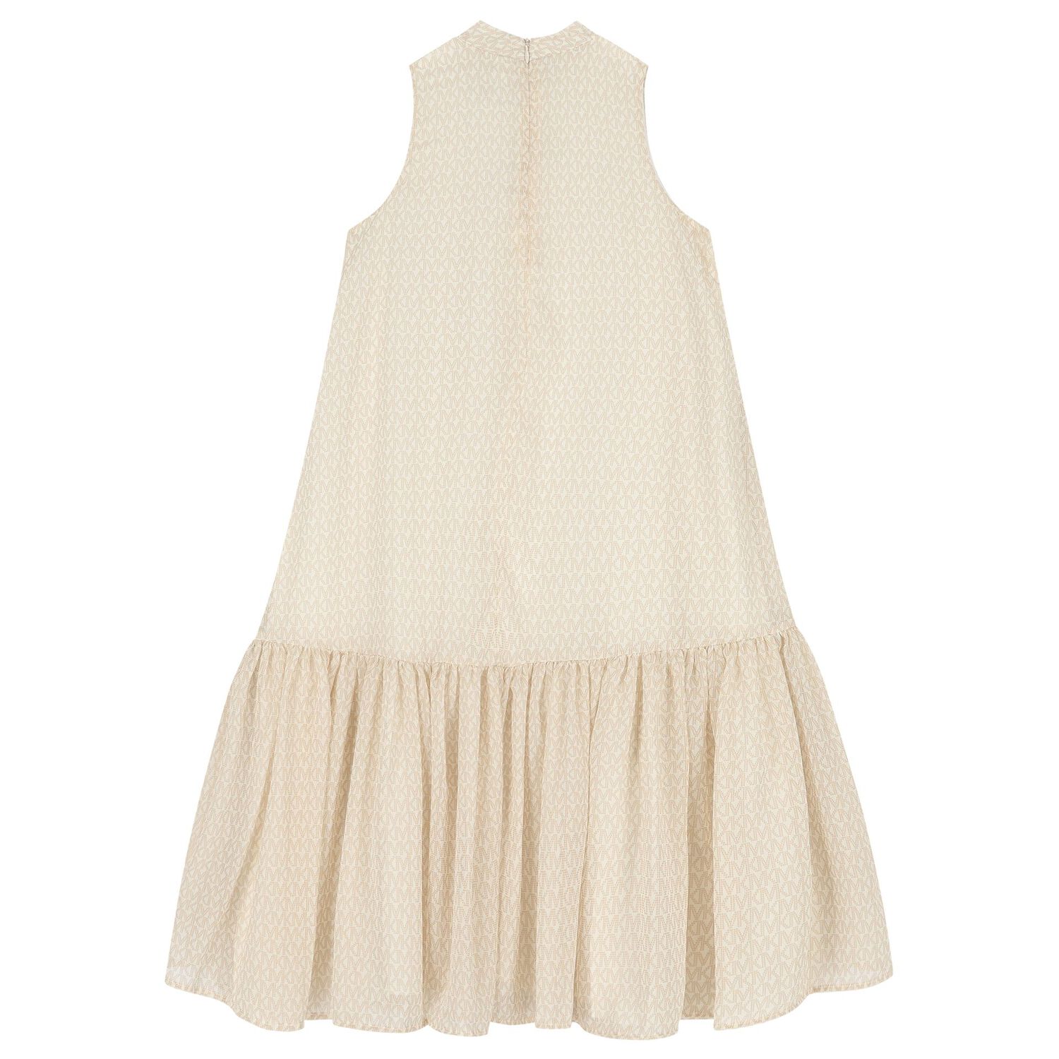 Girls Beige Logo Sleeveless Dress, 1, hi-res