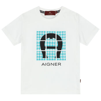 Younger Boys White Logo T-Shirt