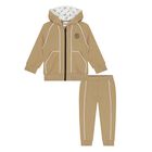 Younger Boys Beige Logo Tracksuit, 1, hi-res