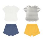 Baby Girls White, Blue & Yellow Shorts Set ( 2-Pack ), 1, hi-res