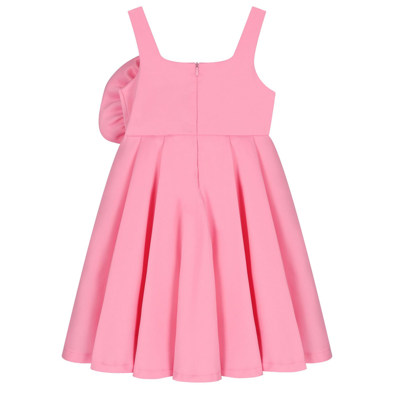 Girls Pink Satin Floral Applique Dress, 2, hi-res