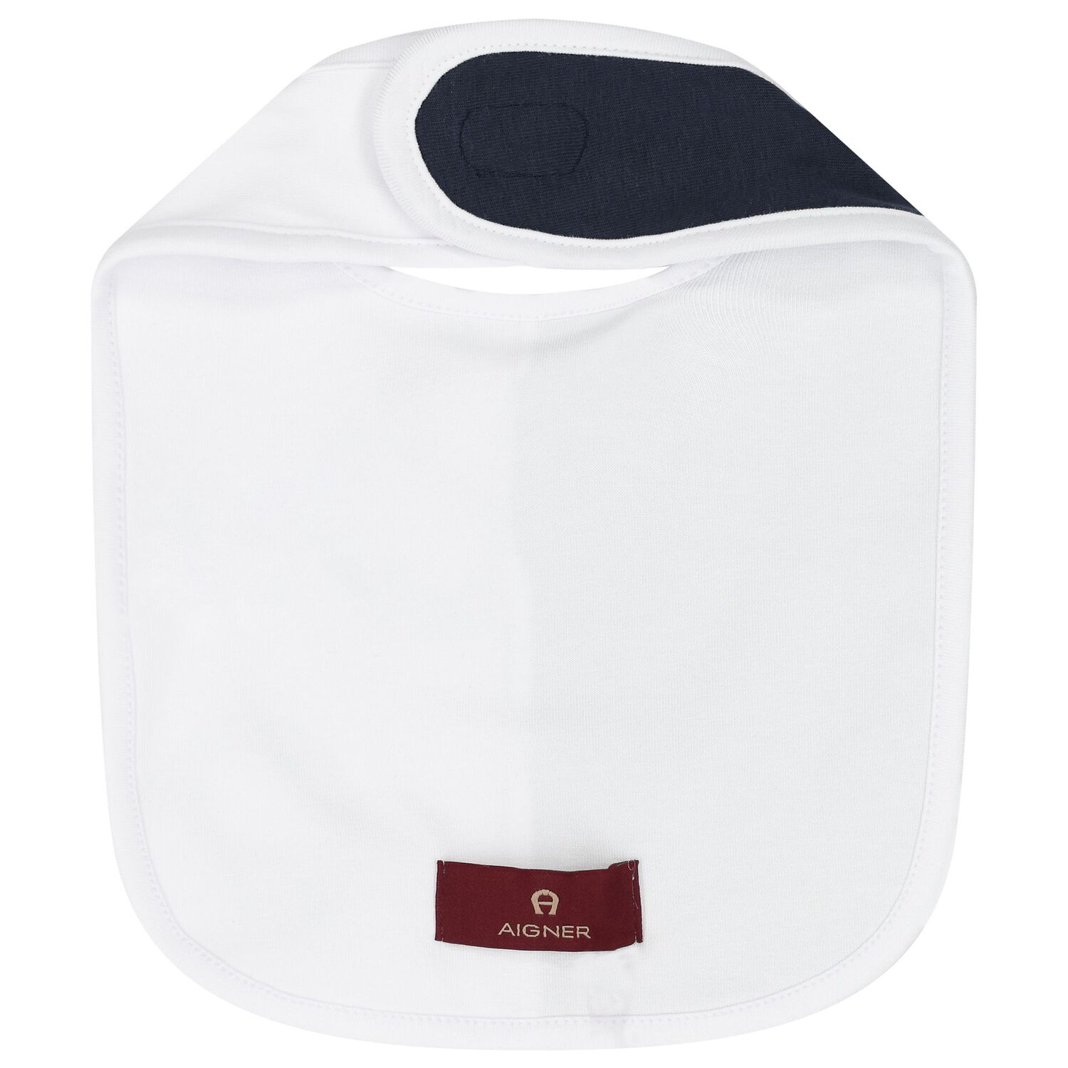 Baby Boys White & Navy Blue Logo Bib, 3, hi-res