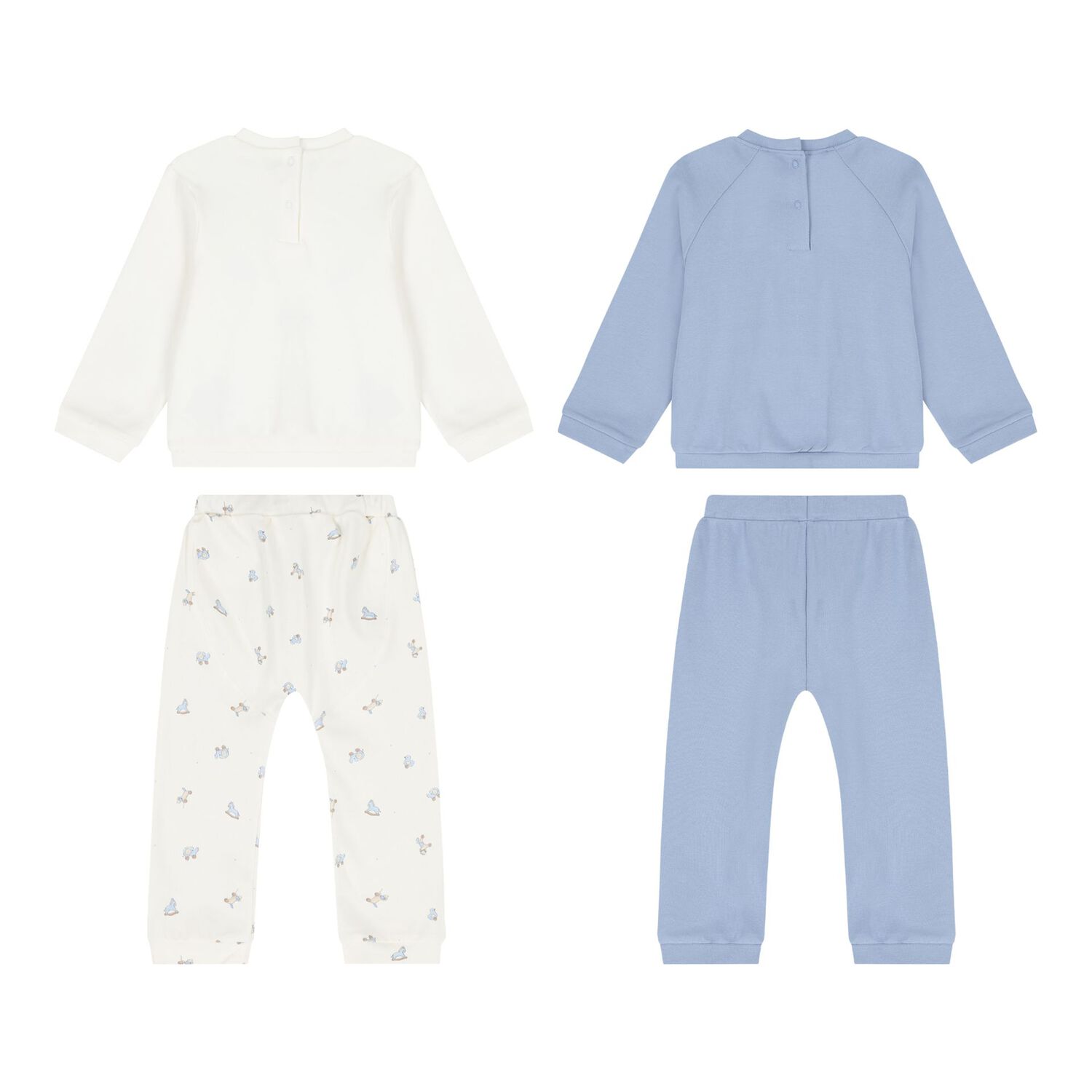 Baby Boys Ivory & Blue Toy Tracksuits ( 2-Pack ), 2, hi-res