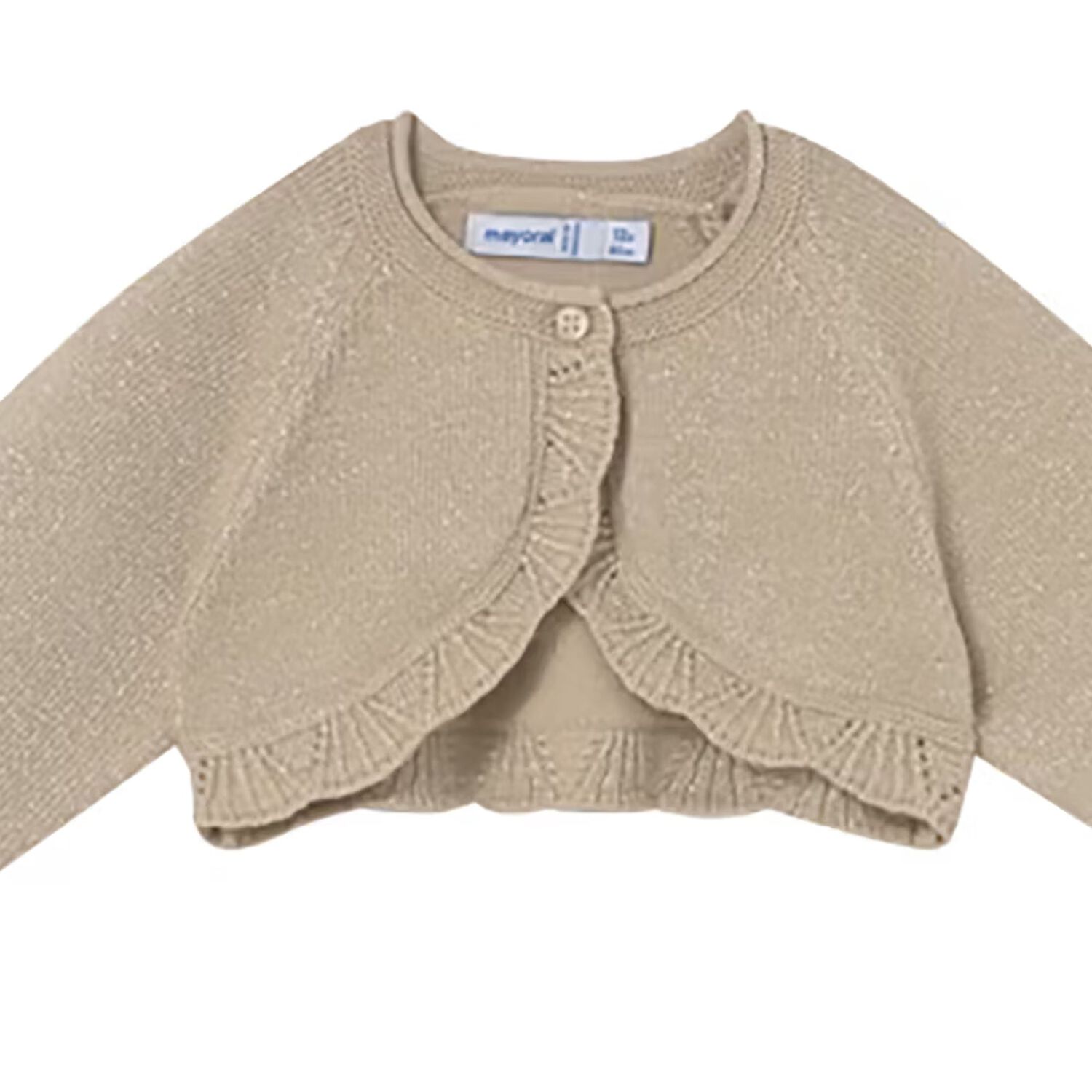 Younger Girls Beige Knitted Cardigan, 2, hi-res image number null