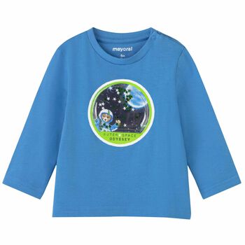 Younger Boys Blue Astronaut Long Sleeve Top