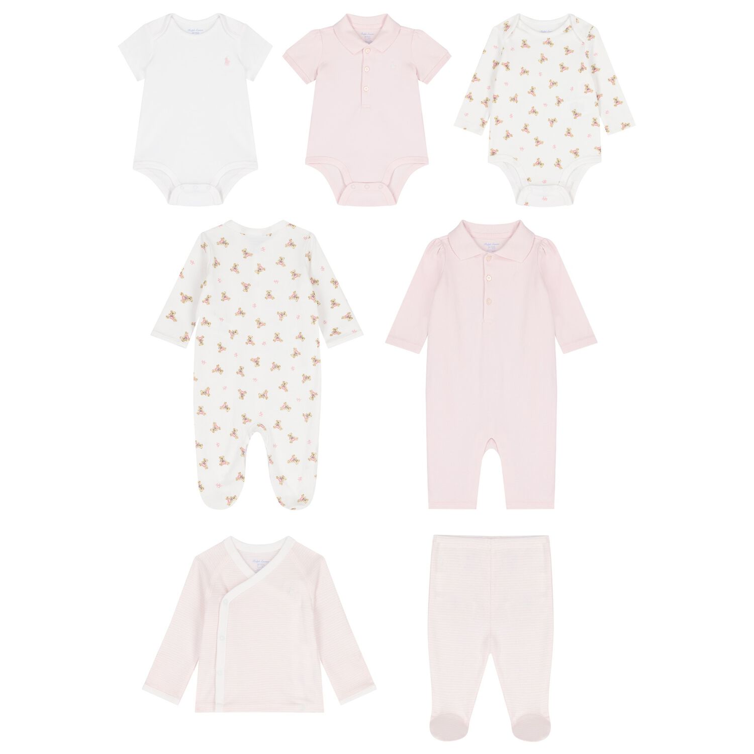 Baby Girls Pink & White Babygrow Gift Set, 1, hi-res