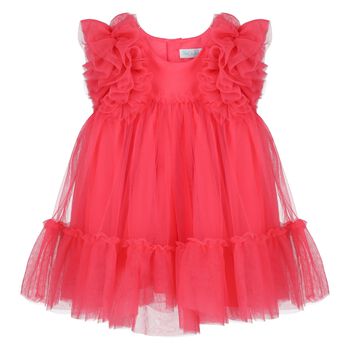 Younger Girls Red Ruffled Tulle Dress