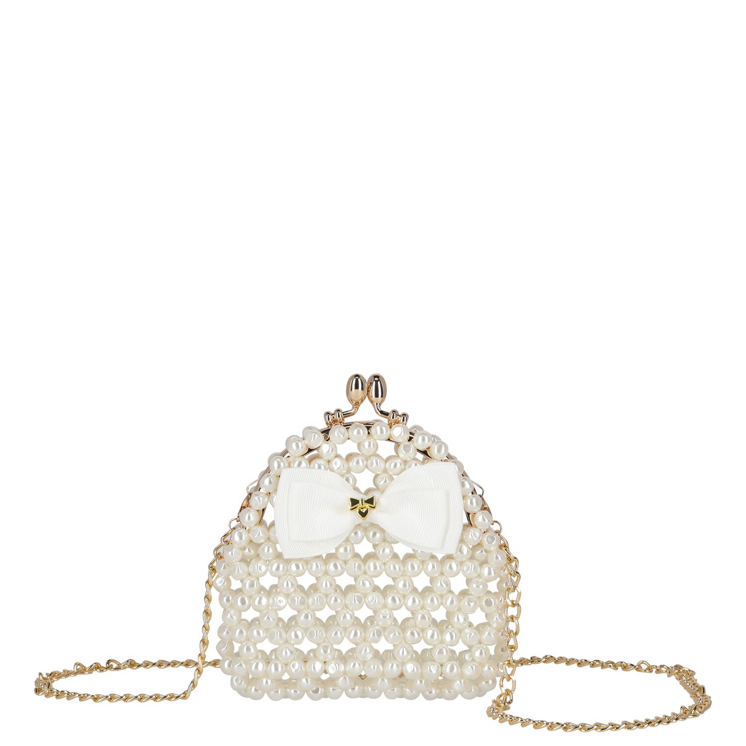 Girls Ivory Pearl Handbag, 2, hi-res