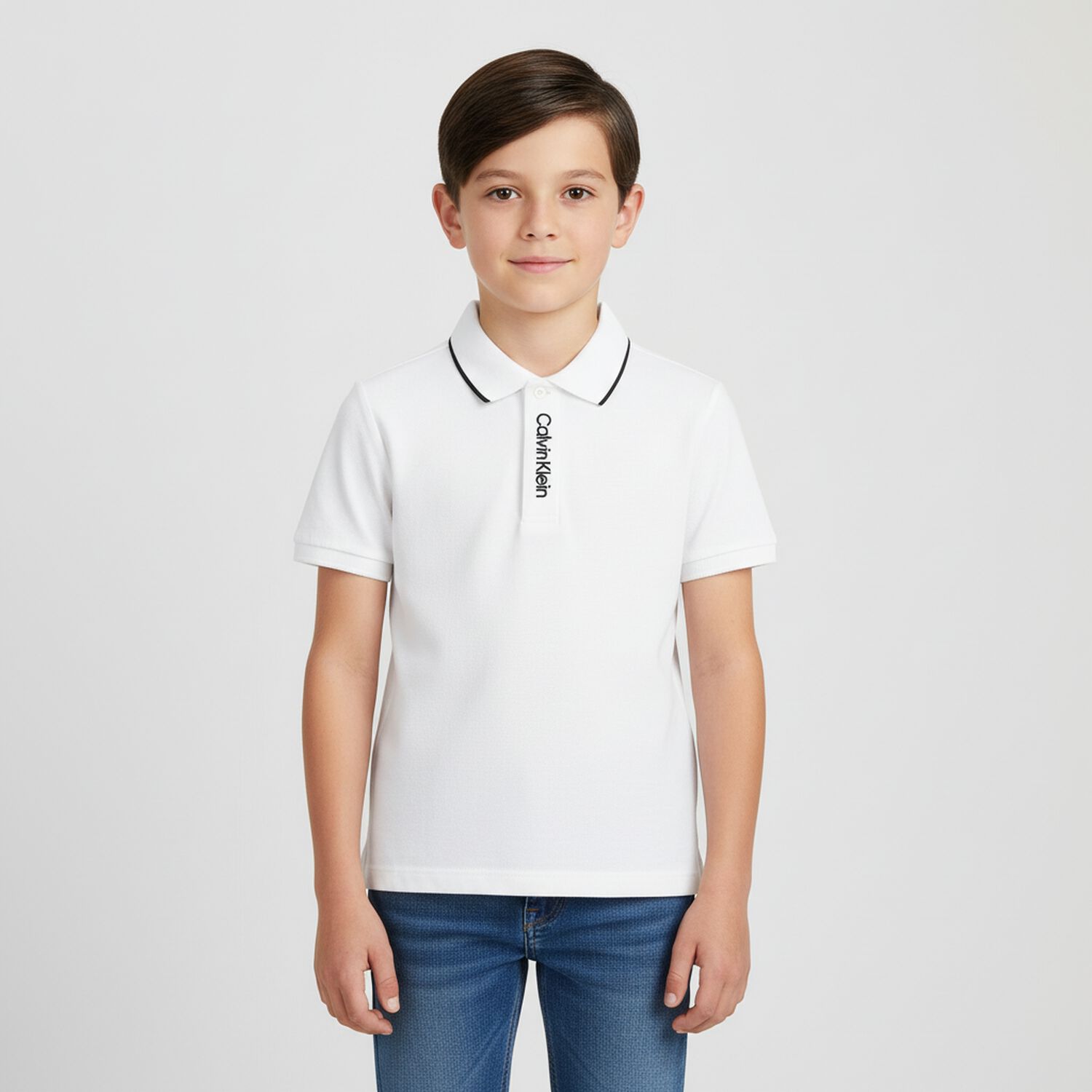 Boys White Logo Polo Shirt, 2, hi-res image number null