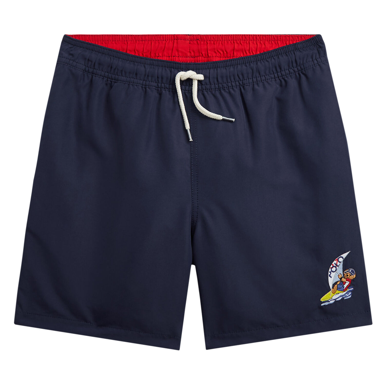 Boys Navy Bear Swim Shorts, 1, hi-res