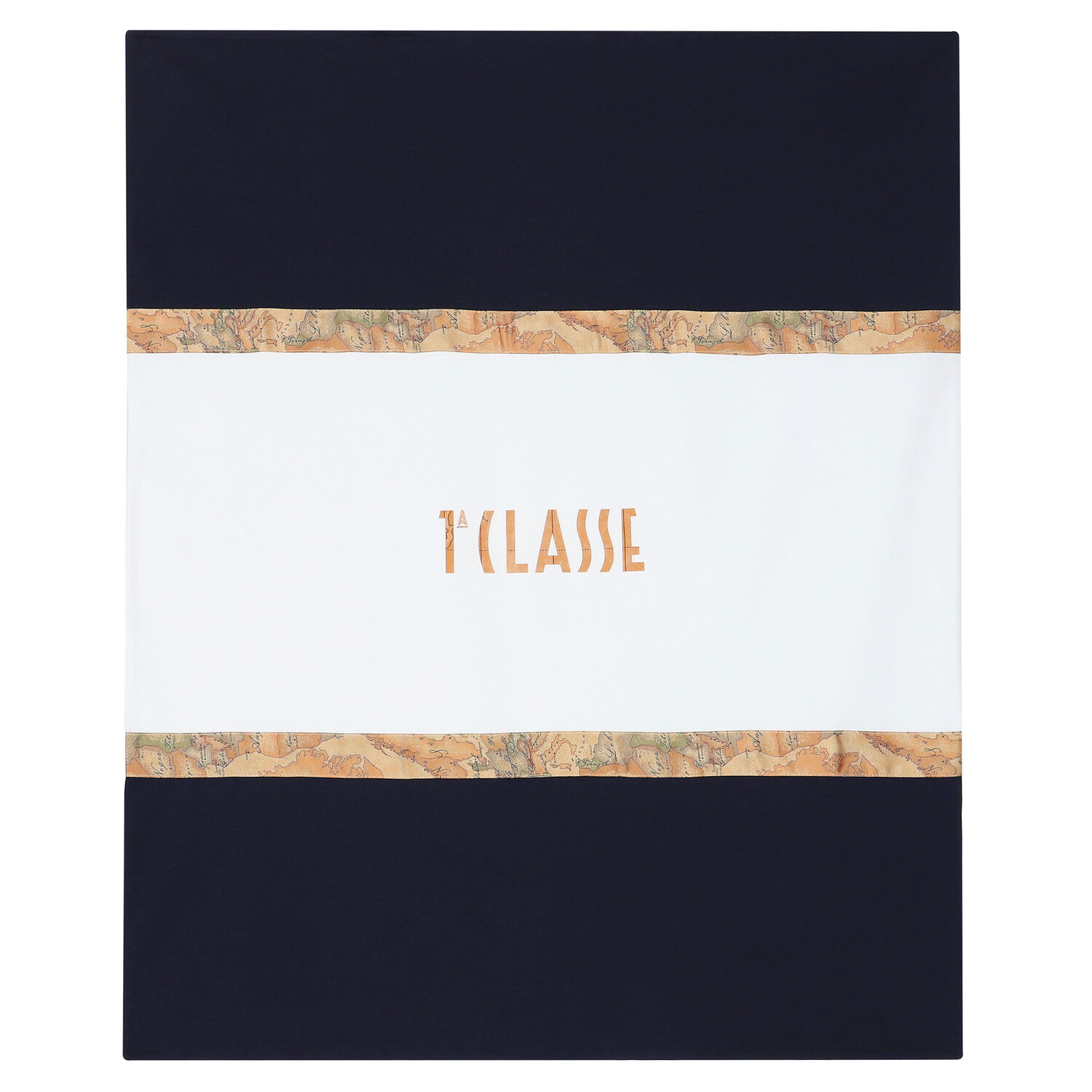 بطانية بالشعار بطبعة خريطة باللون الأبيض والكحلي, 1, hi-res