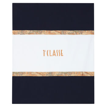 White & Navy Blue Geo Map Logo Baby Blanket