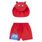 Younger Boys Red Swim Shorts Set, 1, hi-res
