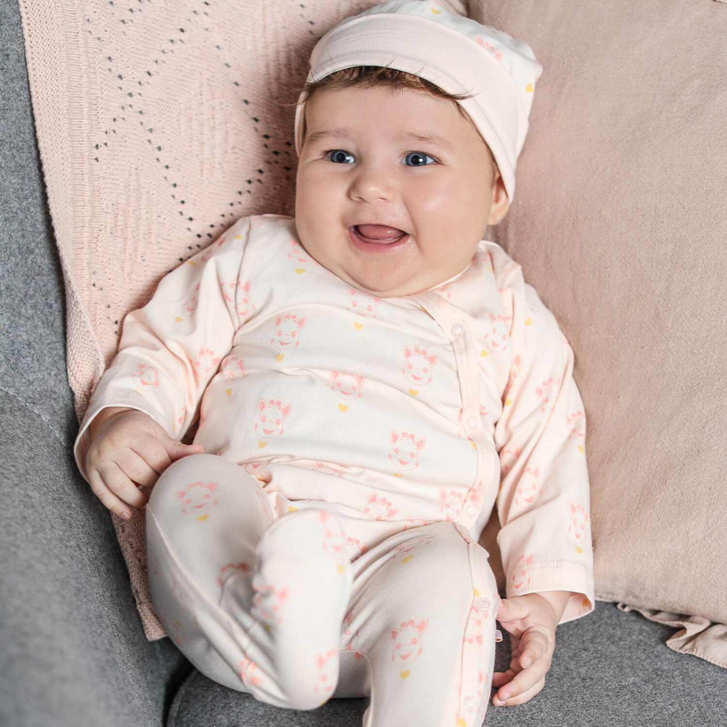 Pink Logo Babygrow, 1, hi-res