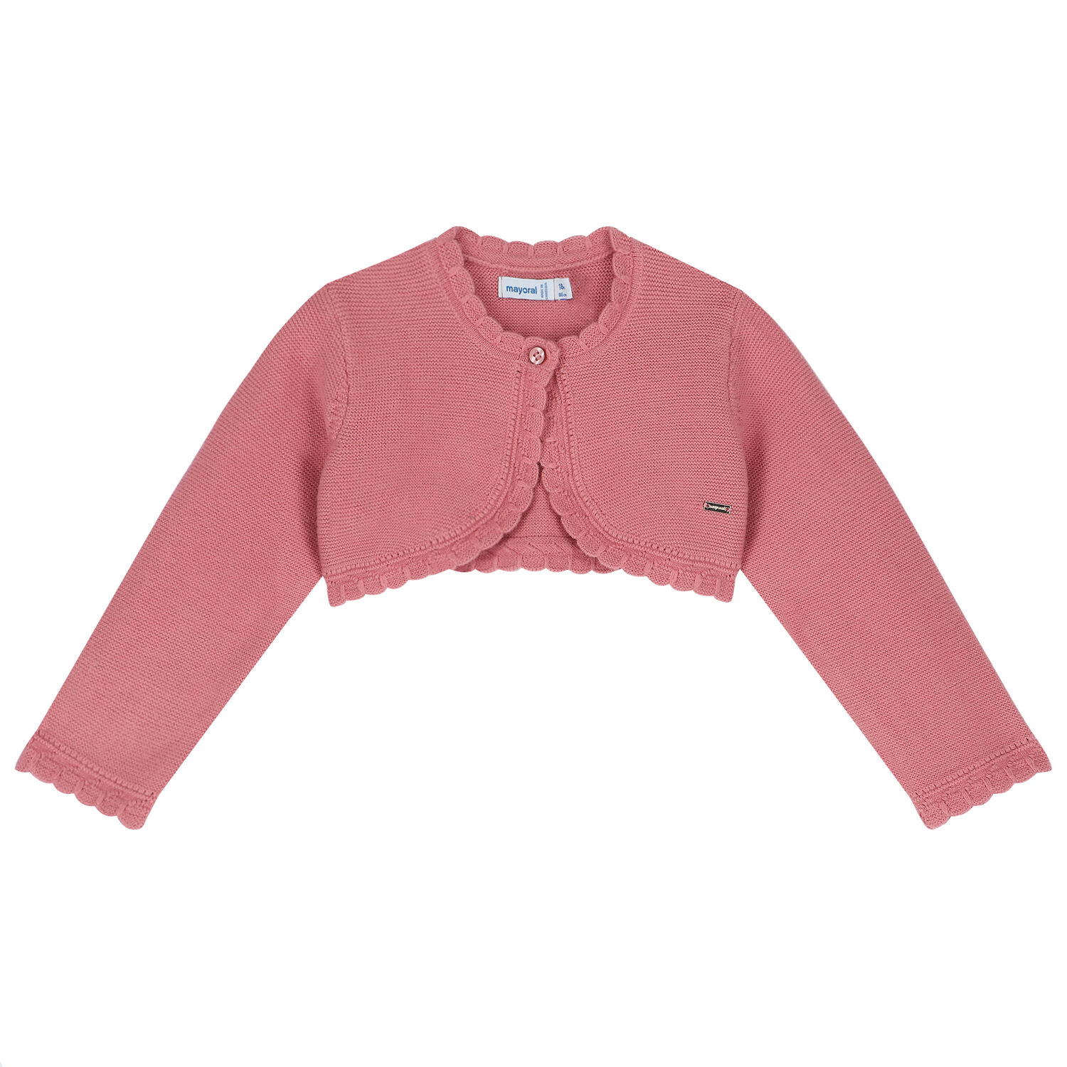 Younger Girls Pink Bolero Cardigan, 1, hi-res