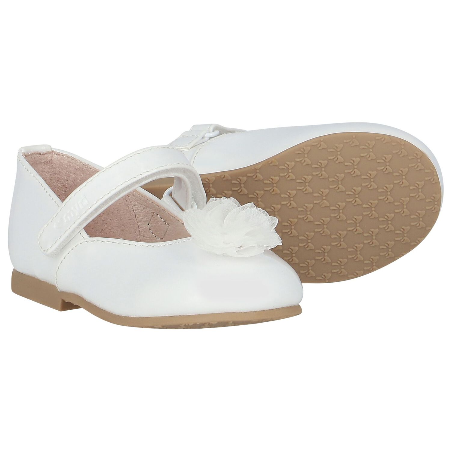 Younger Girls White Patent Leather Shoes, 1, hi-res