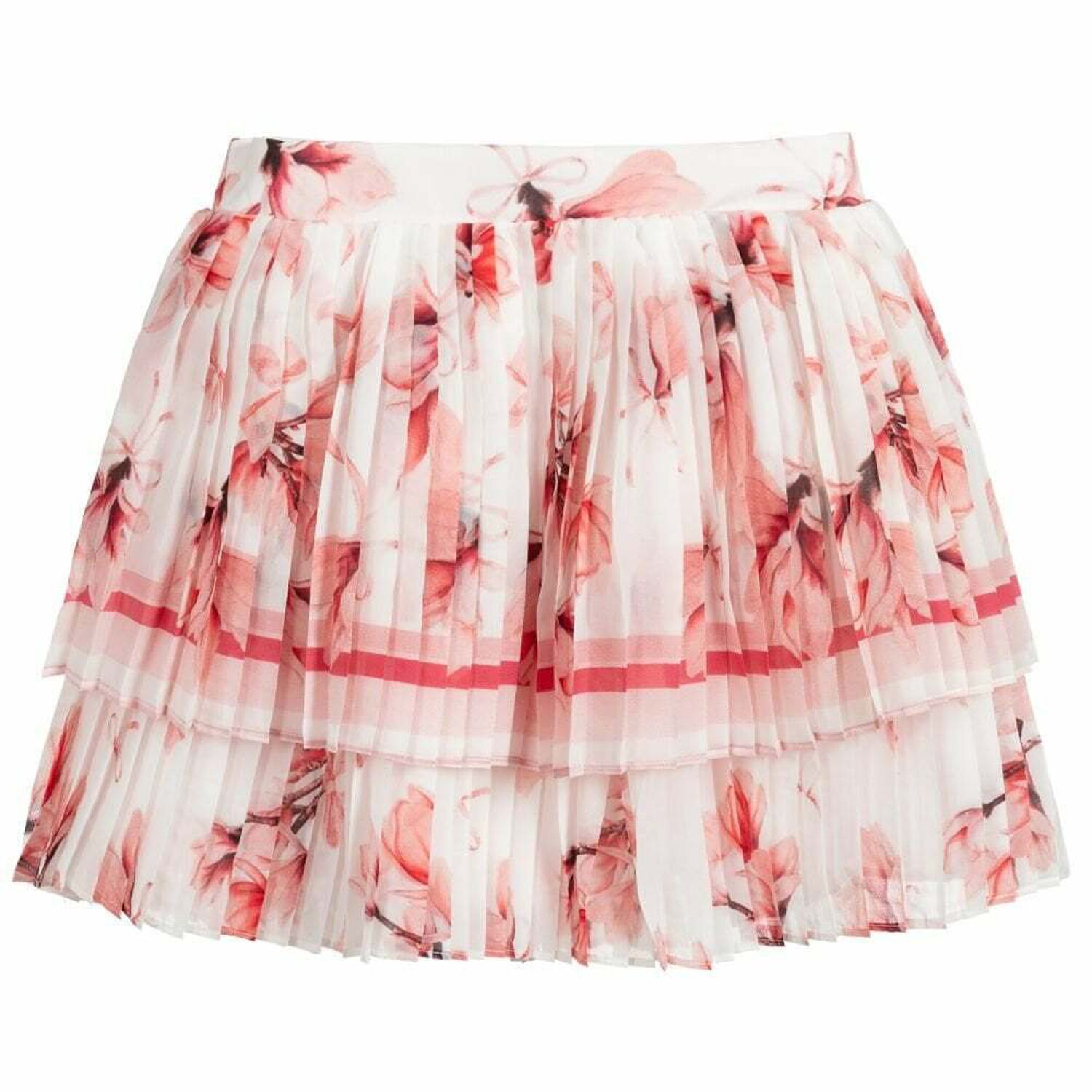 Girls White Floral Chiffon Skirt, 1, hi-res image number null