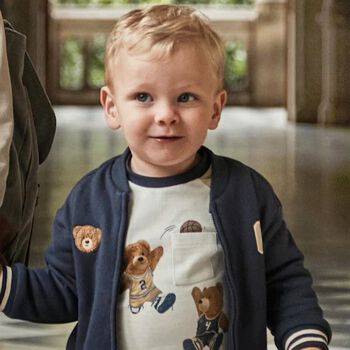 توب اولاد بسحاب بطبعه تيدى بير باللون الكحلى 