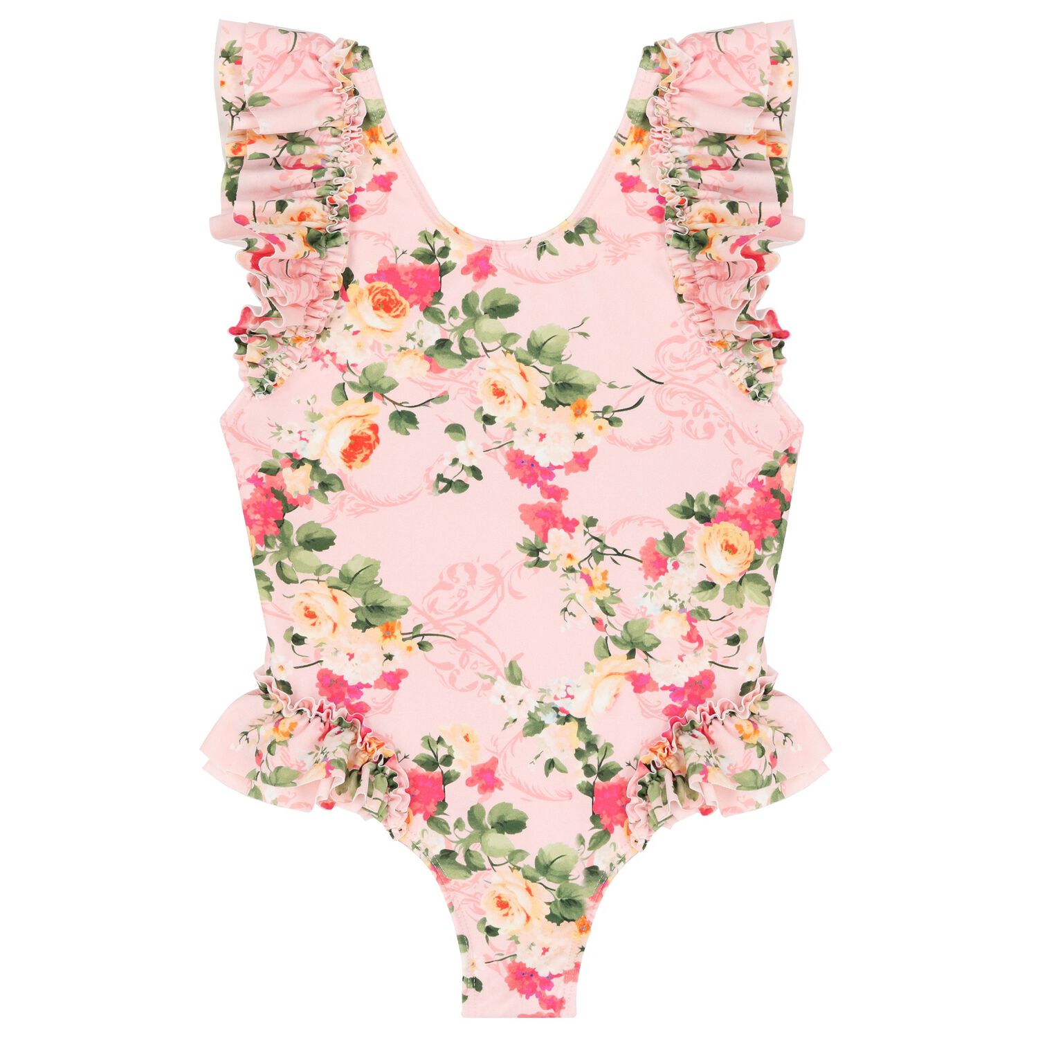 Girls Pink Floral Swimsuit, 1, hi-res image number null