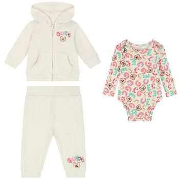 Baby Boys Ivory Logo 3 Piece Tracksuit